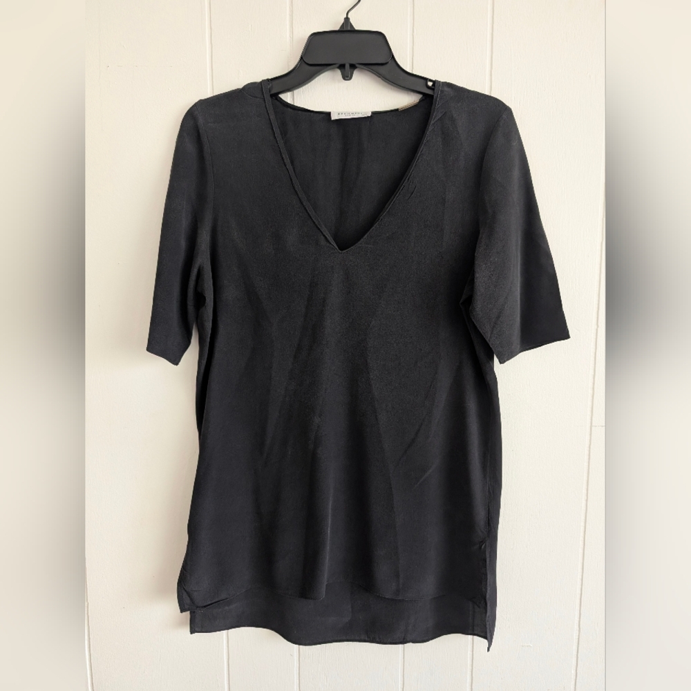 Equipment Black V-Neck Blouse